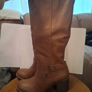 Sun + Stone Tan Heeled Boots